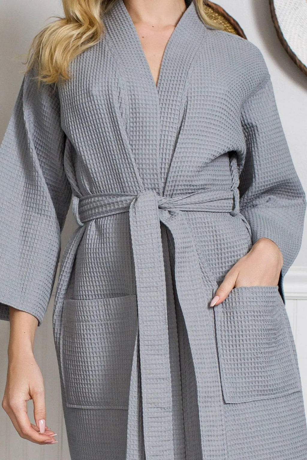 Knee-Length Waffle Robe for Women