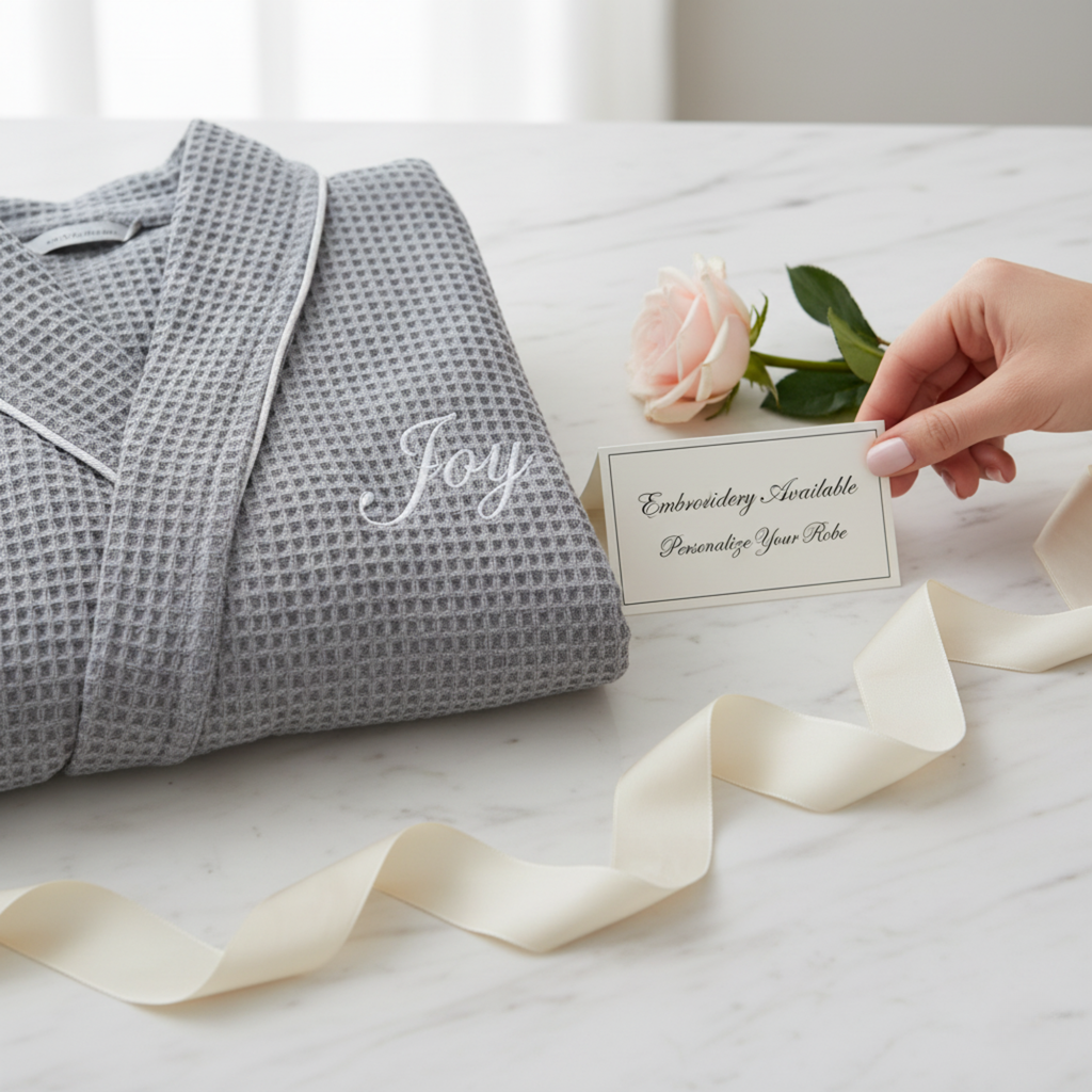 Women’s Waffle Piping Bathrobe – Lightweight Spa-Style Comfort